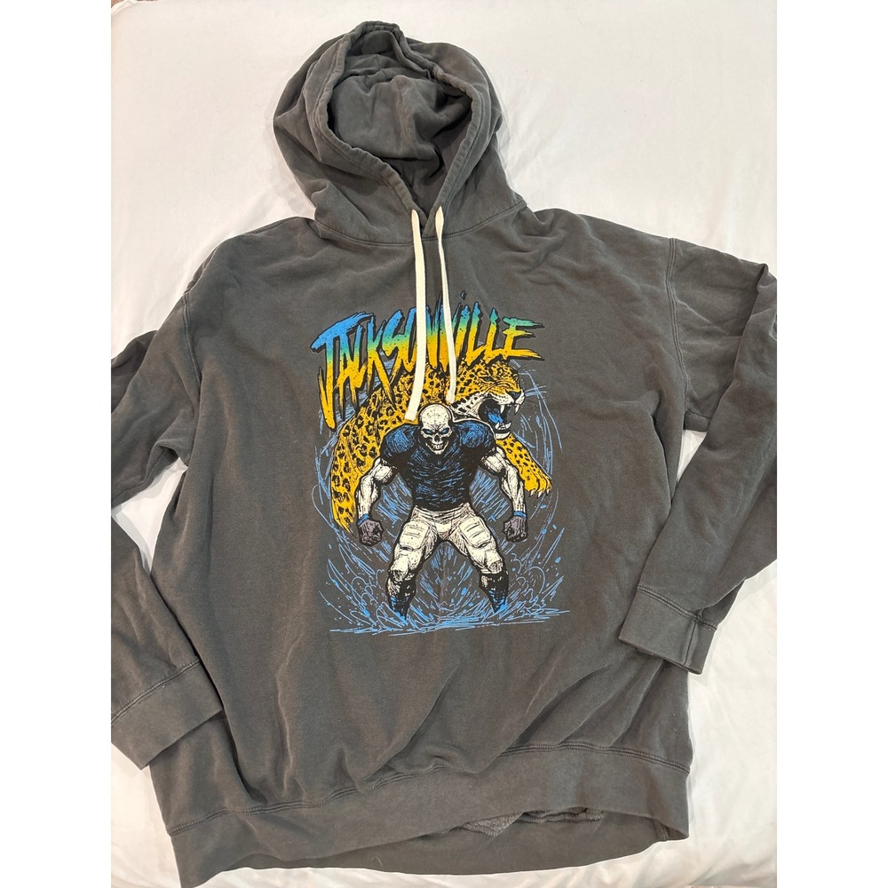 Comfort Colors Jacksonville Jaguars Graphic Hoodie Mens XL Charcoal Grey Cotton